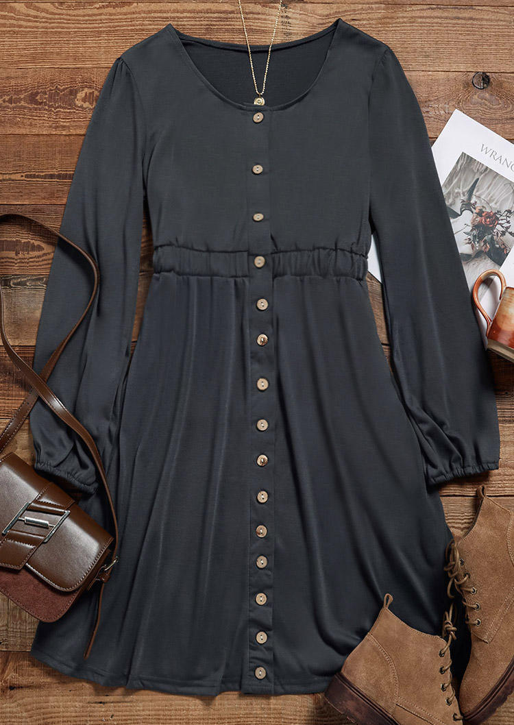 

Mini Dresses Button Long Sleeve Mini Dress - Dark Grey in Gray. Size: L,M,,XL