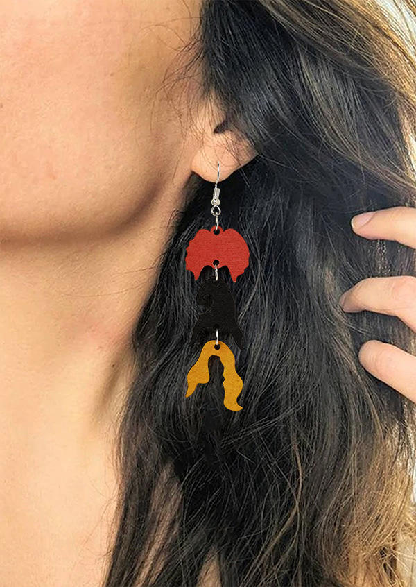 Earrings Halloween Witches Wooden Earrings in Multicolor. Size: One Size