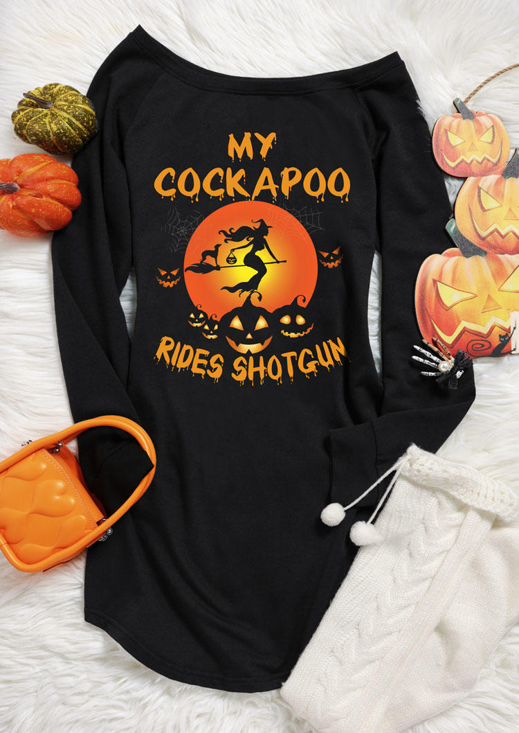 

Mini Dresses My Cockapoo Rides Shotgun Pumpkin Witch Mini Dress in Black. Size: ,M,L,XL