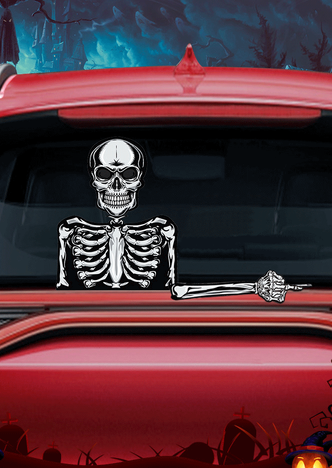 Halloween Waving Wiper Decal Car Rear Sticker in Multicolor. Size: One Size
