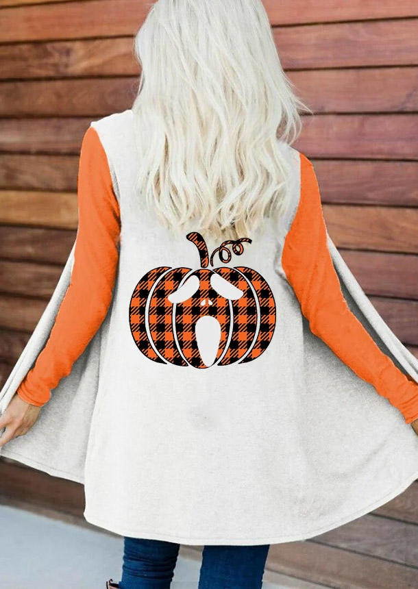 

Cardigans Halloween Pumpkin Plaid Cardigan in White. Size: ,M,L,XL