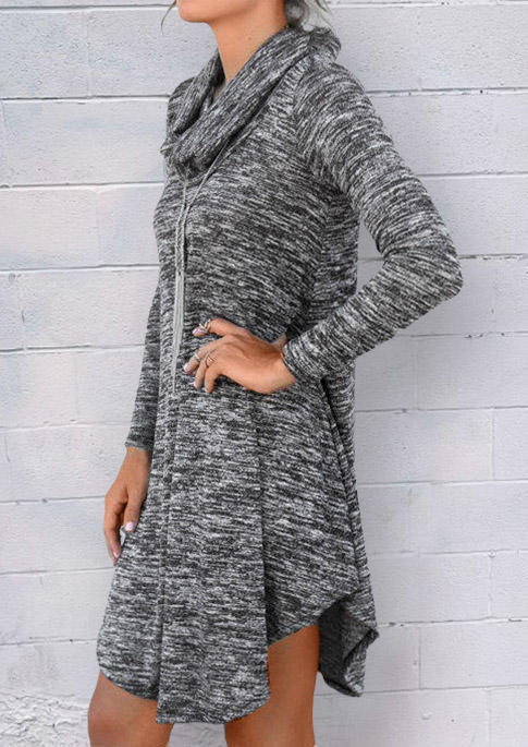 Mini Dresses Irregular Cowl Neck Mini Dress without Necklace - Dark Grey in Gray. Size: L,M,XL