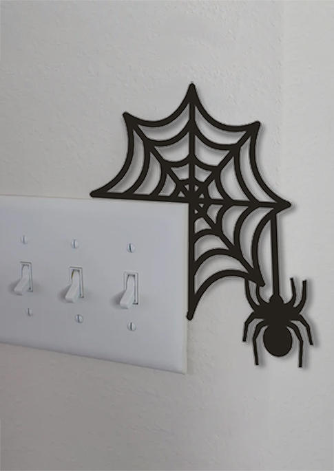 

Halloween Spider In Spiderweb Door Decoration in Black. Size