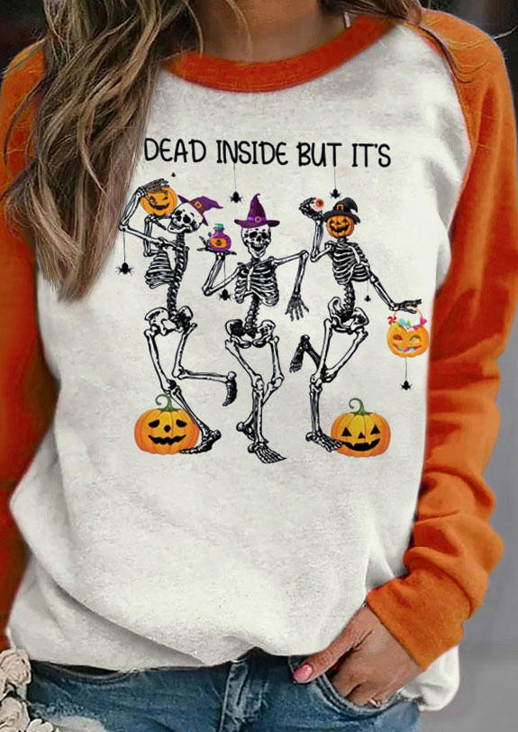 

Sweatshirts Dead Inside But It' Halloween Pullover Sweatshirt in Orange. Size: ,M,L,XL