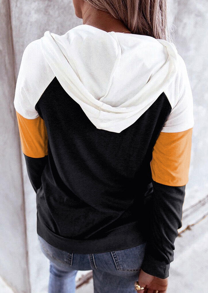 

Hoodies Halloween Dinosaur Skeleton Pumpkin Color Block Hoodie in Black. Size
