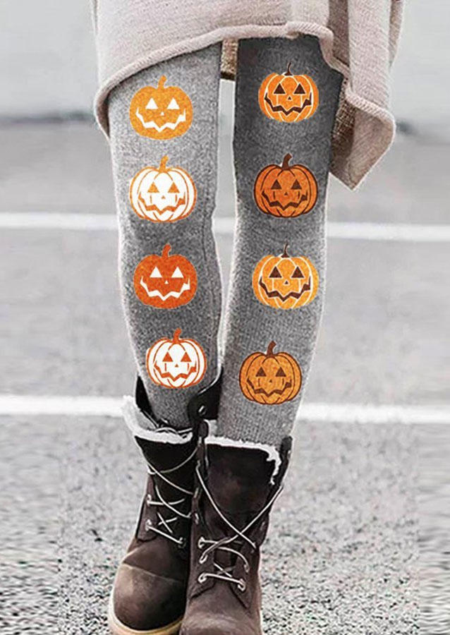 

Leggings Halloween Pumpkin Face Leggings in Gray. Size: L,M,,XL