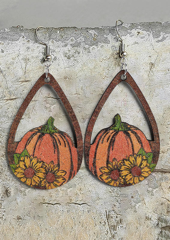 

Earrings Pumpkin Sunflower Hollow Out Earrings in Multicolor. Size