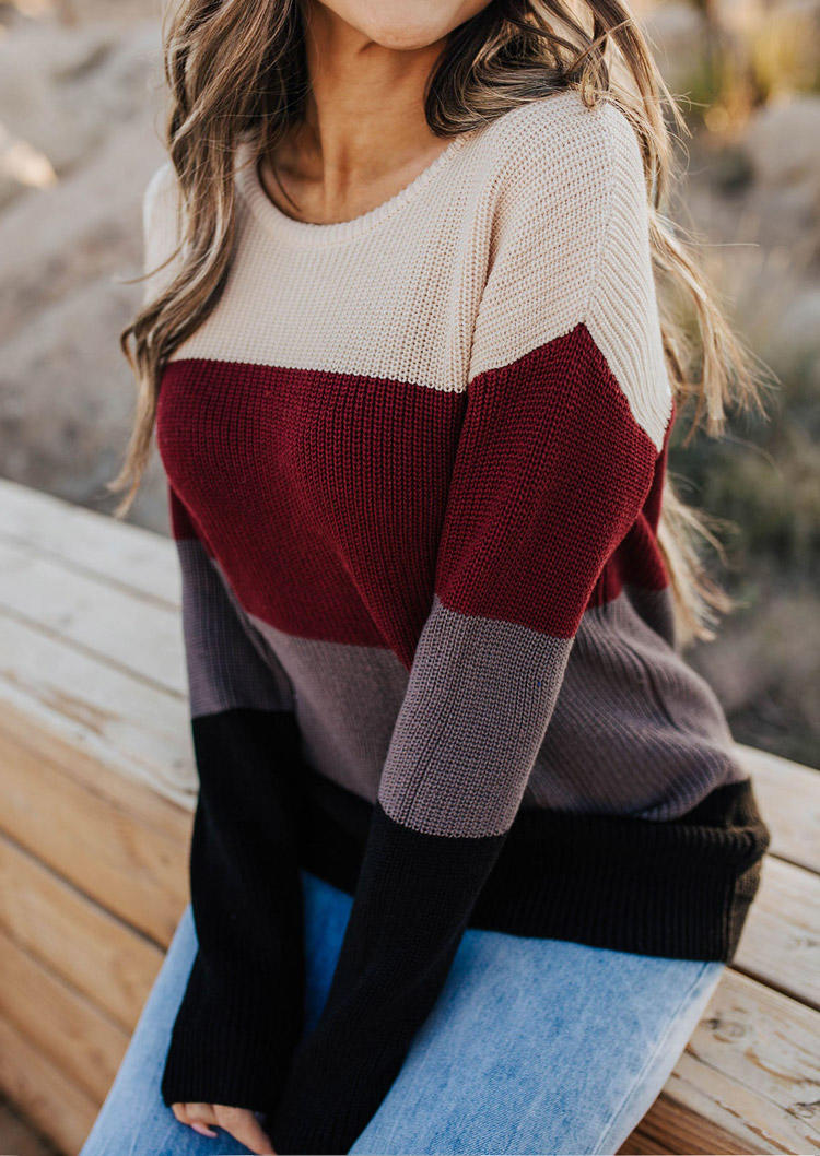 Sweaters Color Block Long Sleeve Sweater in Multicolor. Size: S