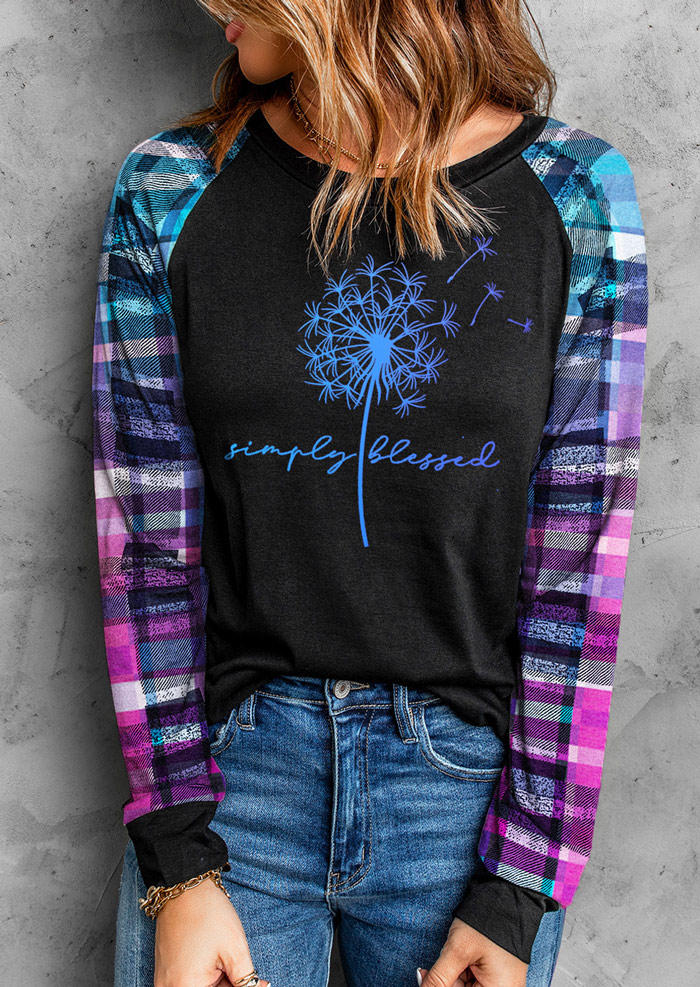 

T-shirts Tees Simply Blessed Gradient Plaid Dandelion T-Shirt Tee - Black in Black. Size