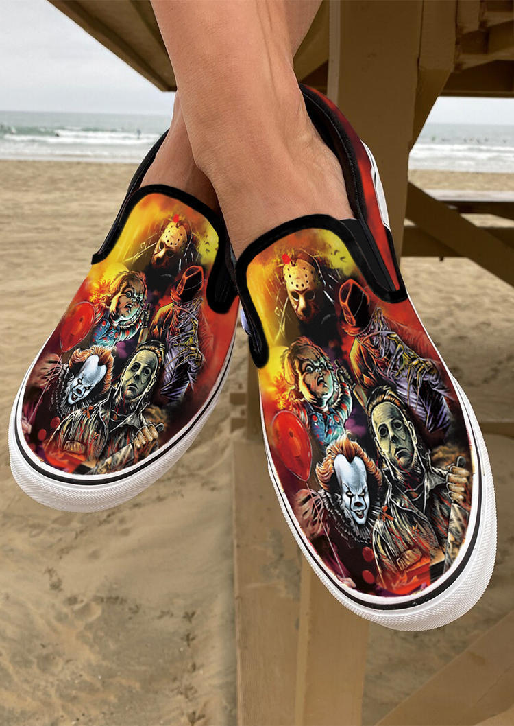 Halloween Horror Movie Round Toe Flat Sneakers