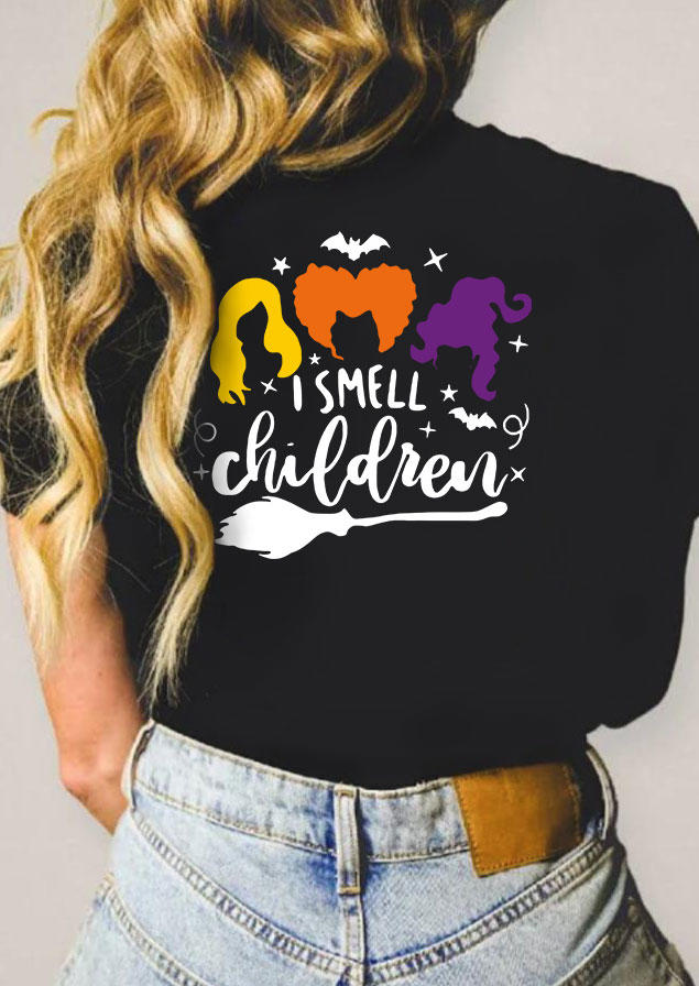 Halloween I Smell Children O-Neck T-Shirt Tee - Black