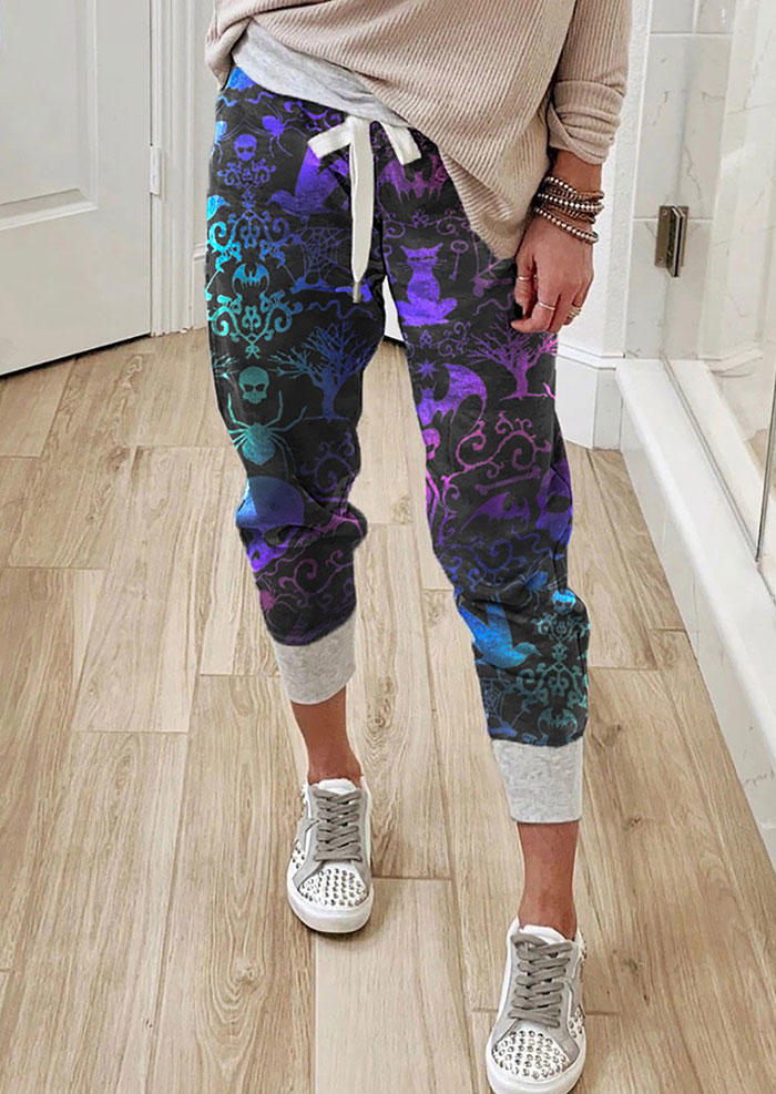 

Pants Halloween Skeleton Spider Casual Pants in Multicolor. Size