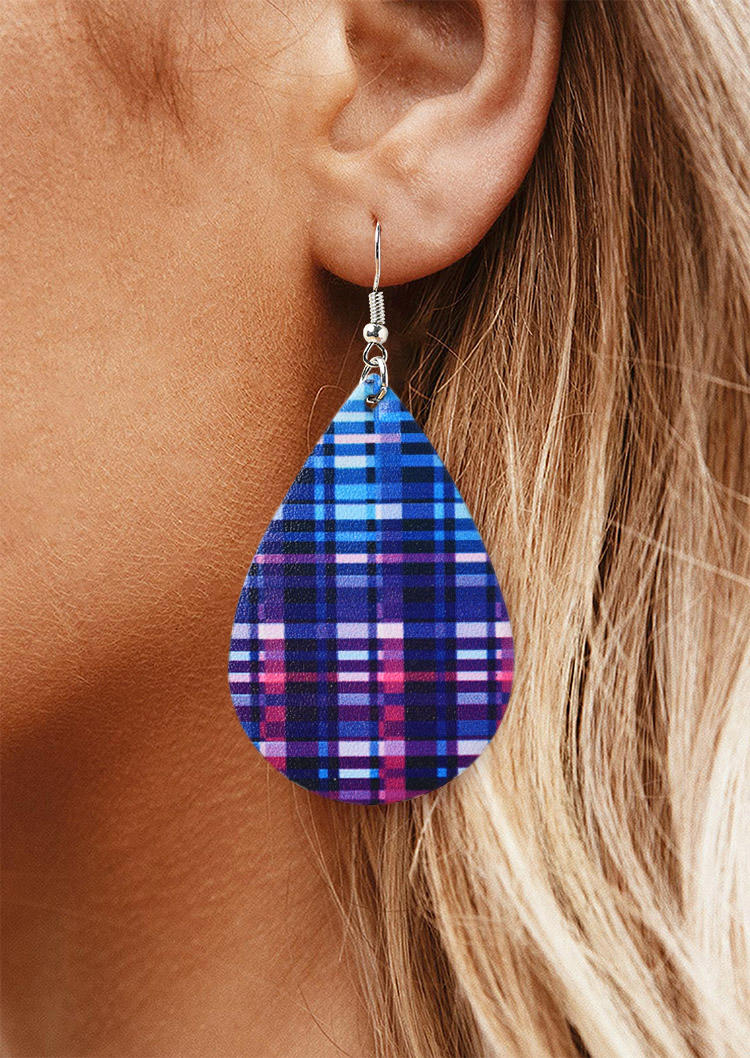 

Earrings Gradient Plaid Water Drop PU Leather Earrings in Multicolor. Size
