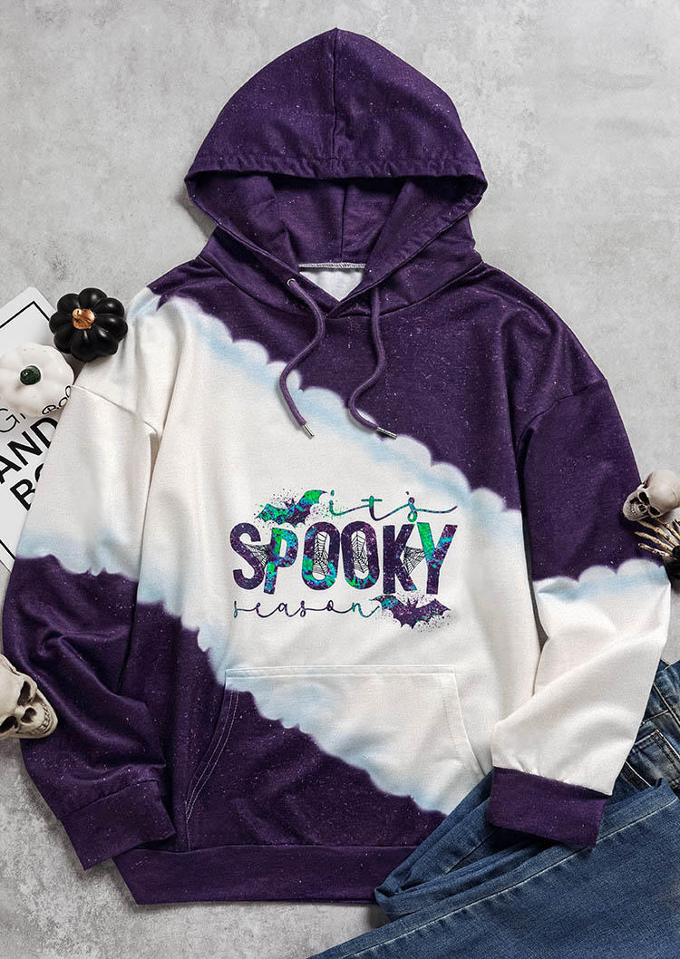 

Hoodies Halloween It' Spooky Season Drawstring Hoodie in Purple. Size: M,,XL