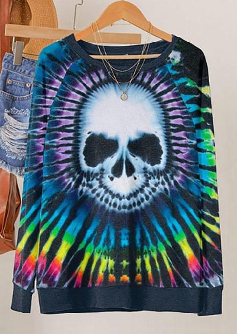 

Sweatshirts Halloween Tie Dye Skull Sweatshirt in Multicolor. Size: L,M