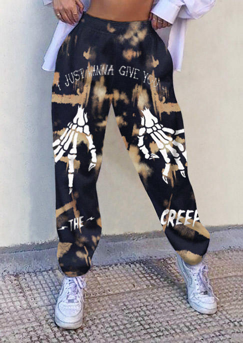 

Pants Halloween I Just Wanna Give You The Creep Tie Dye Skeleton Hand Sweatpants in Multicolor. Size