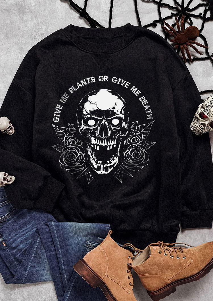 

Sweatshirts Give Me Plants Or Give Me Death Skull Rose Sweatshirt in Black. Size: L,M,,XL