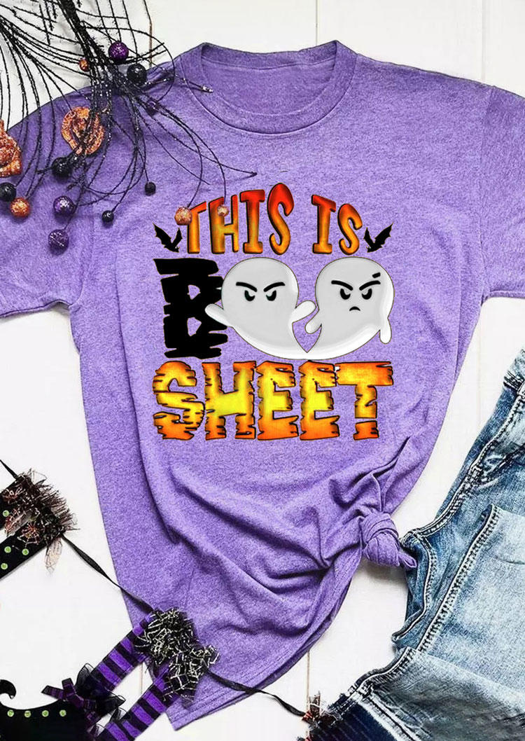 T-shirts Tees Halloween This Is Boo Sheet T-Shirt Tee in Purple. Size: L,M,S,XL