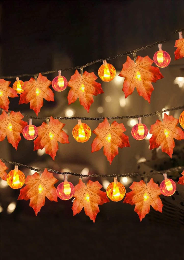 Thanksgiving Maple Leaf Pumpkin Light Ornament without Battery in Orange. Size: One Size