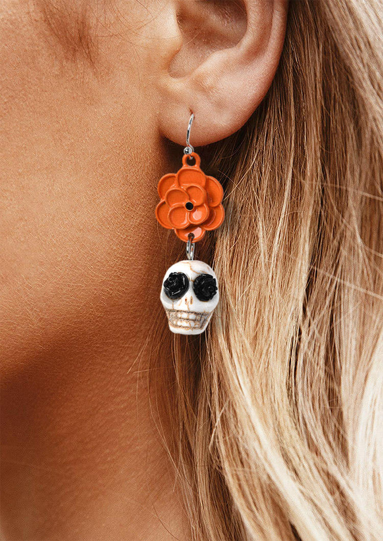 

Earrings Halloween Skull Floral Earrings in Multicolor. Size