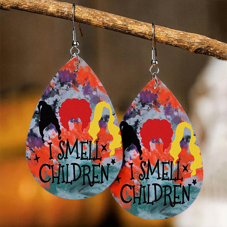 Halloween I Smell Children PU Leather Earrings