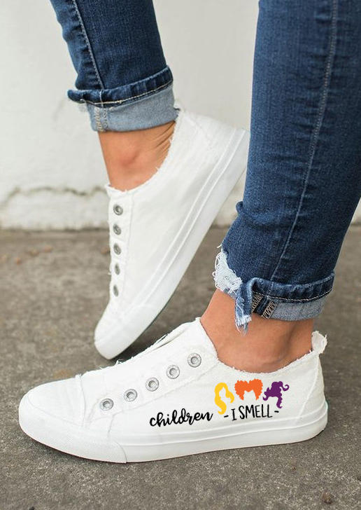 Sneakers Halloween I Smell Children Flat Sneakers in White. Size: 37,38,39,41