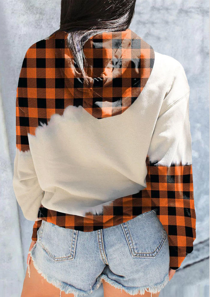 

Hoodies It' Fall Y'all Leopard Plaid Pumpkin Kangaroo Pocket Hoodie in Multicolor. Size