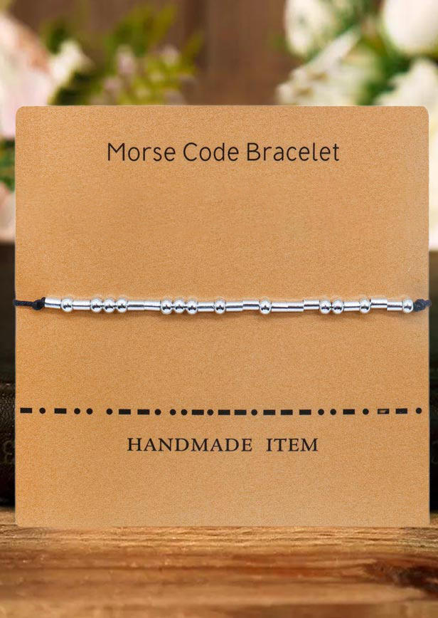 Fashion Beading Morse Code Adjustable Rope Bracelet, 492991, Fairyseason, Silver  - buy with discount