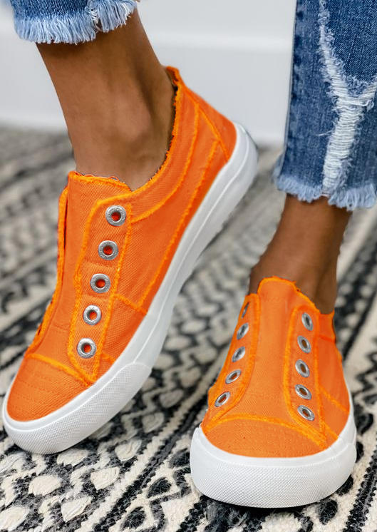 

Sneakers Slip On Round Toe Flat Canvas Sneakers in Orange. Size