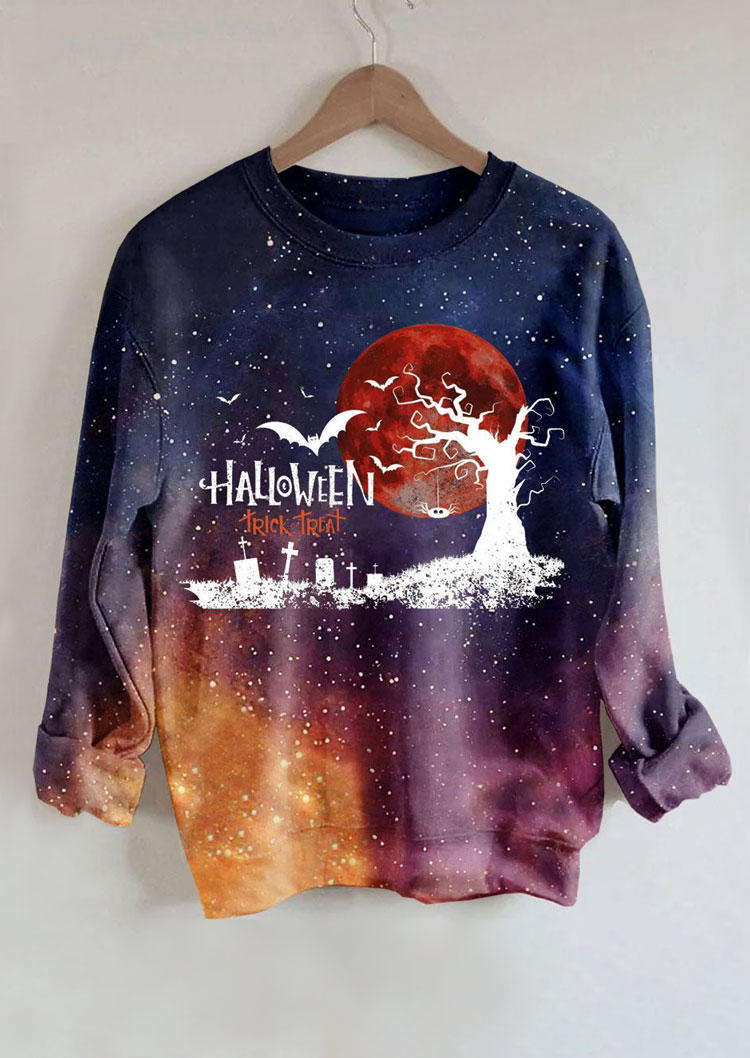 

Sweatshirts Halloween Tie Dye Bat Starry Sky Pullover Sweatshirt in Multicolor. Size: L,M,,XL