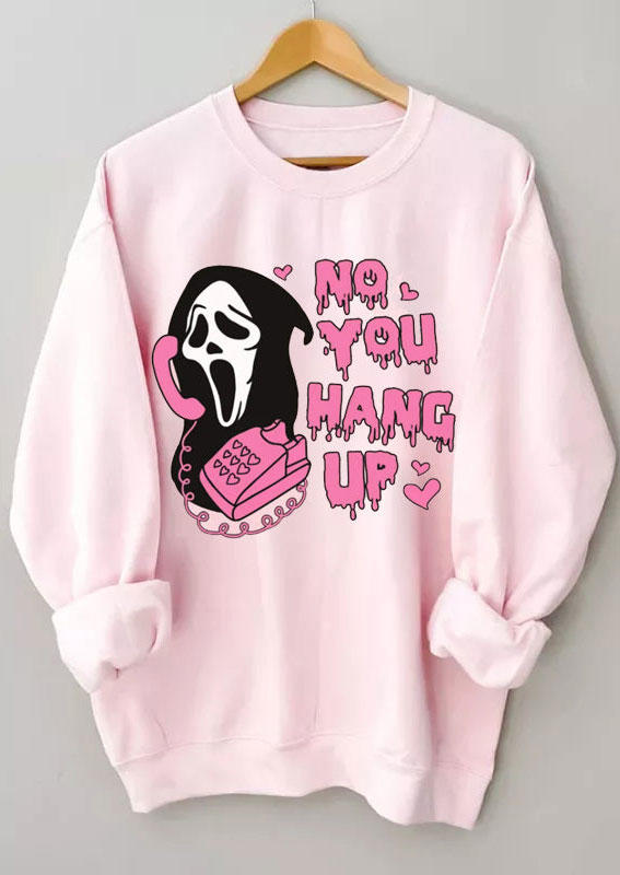 Sweatshirts Halloween No You Hang Up Ghost Pullover Sweatshirt in Pink. Size: S