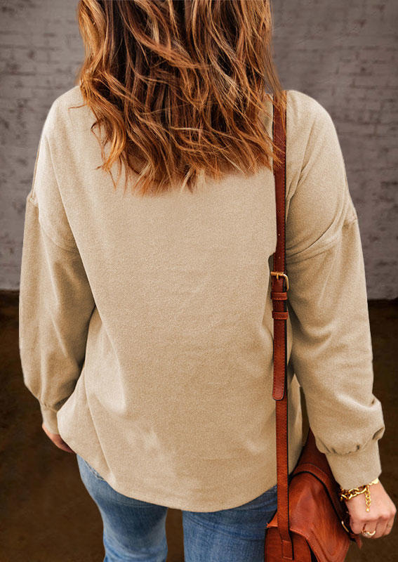 

Sweatshirts Long Sleeve Drawstring Cowl Neck Sweatshirt in Apricot. Size