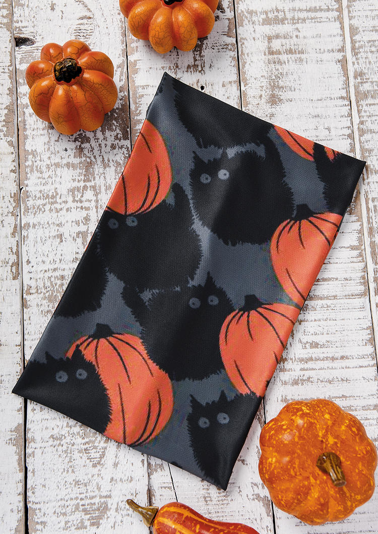 

Halloween Pumpkin Cat Wide Headband in Multicolor. Size