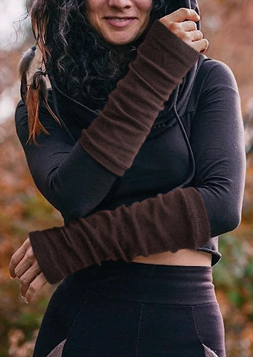 

Gloves Hollow Out Fingerless Gloves in Brown. Size