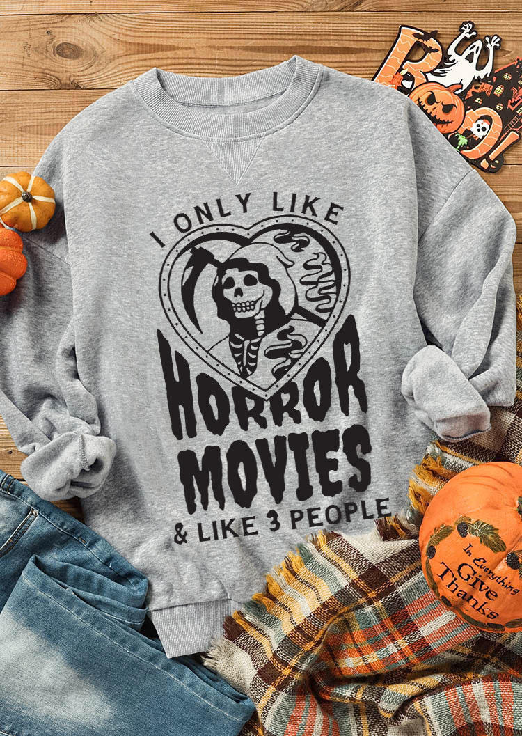 

Sweatshirts Halloween I Only Like Horror Movies & Like 3 People Sweatshirt - Light Grey in Gray. Size: L,M