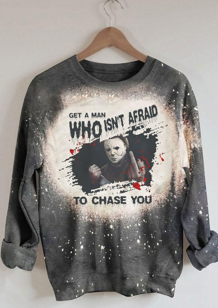 

Sweatshirts Halloween Get A Man Who Isn't Afraid To Chase You Bleached Sweatshirt in Multicolor. Size