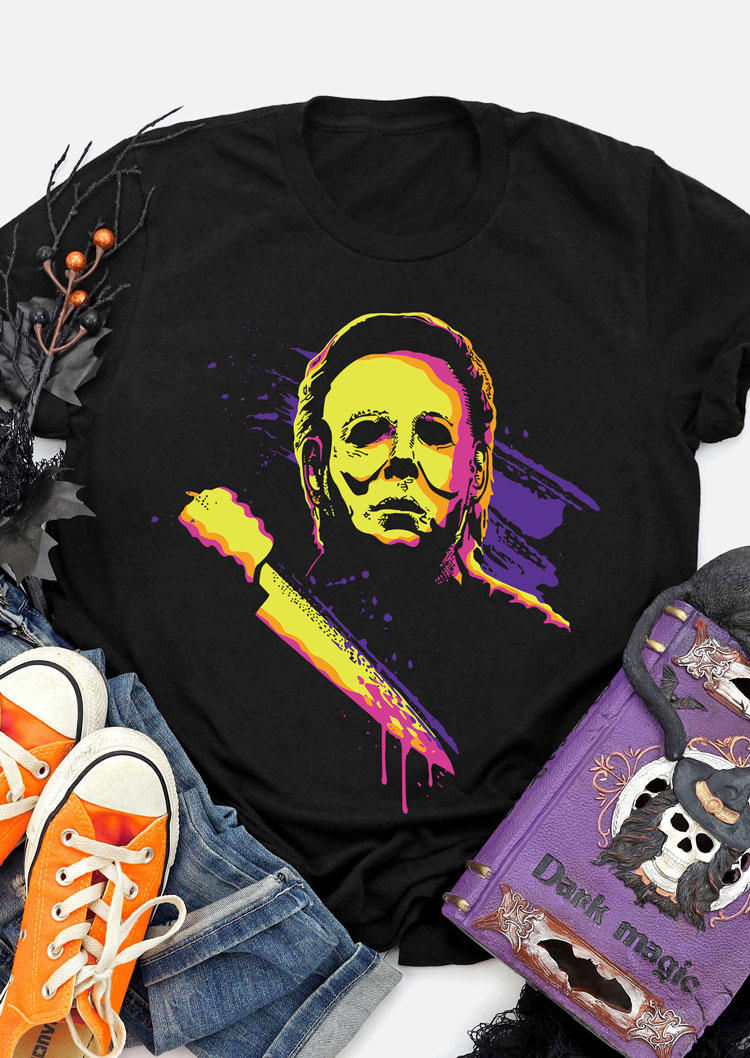 T-shirts Tees Halloween Horror Movie T-Shirt Tee in Black. Size: XL