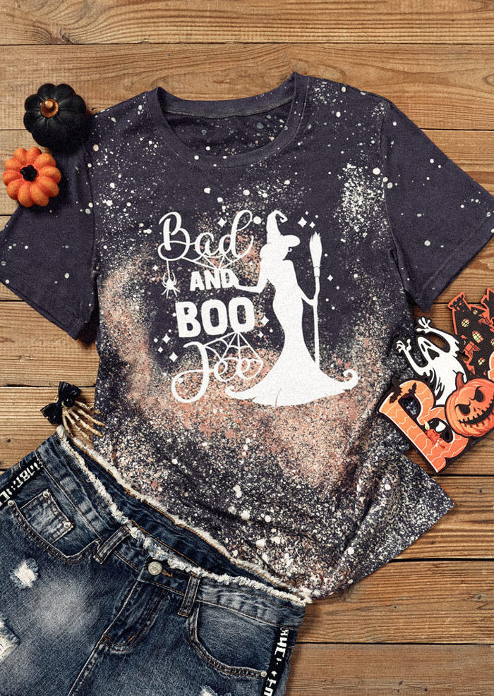 

T-shirts Tees Halloween Bad And Boo Jee Witch Bleached T-Shirt Tee in Multicolor. Size: L,,XL