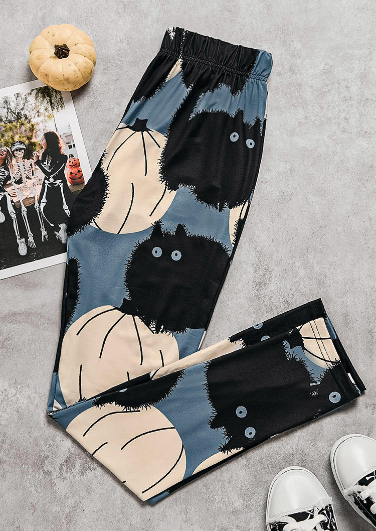 

Leggings Halloween Pumpkin Black Cat Leggings in Multicolor. Size