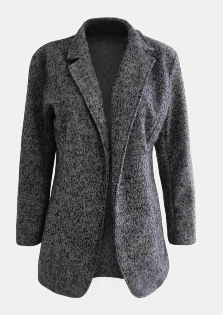 

Coats Lapel Long Sleeve Blazer Coat in Gray. Size