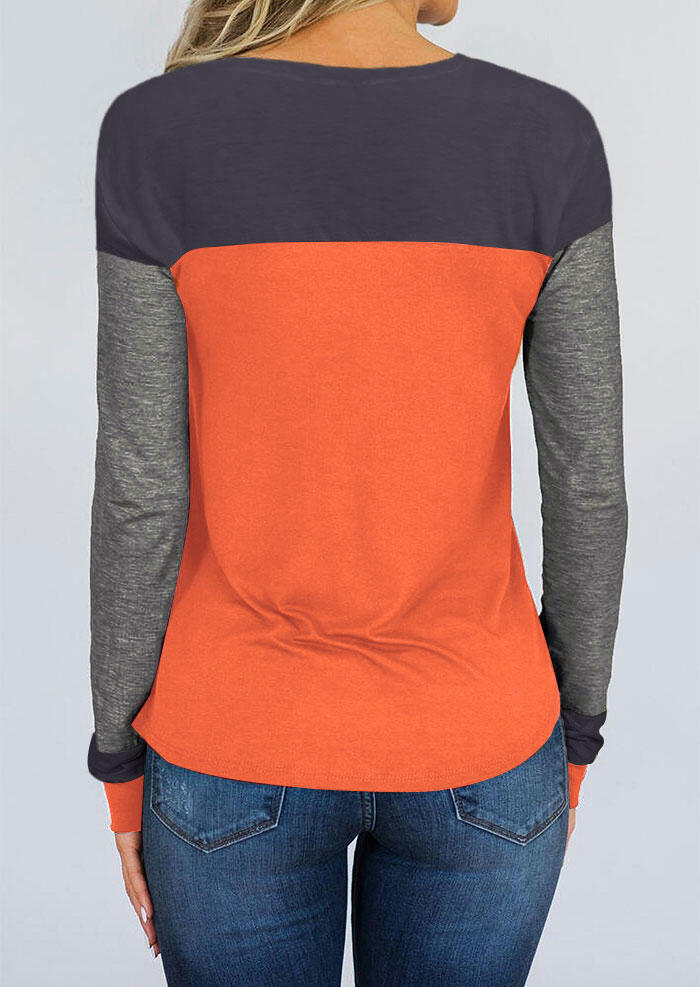 

Blouses Color Block Long Sleeve Blouse in Multicolor. Size