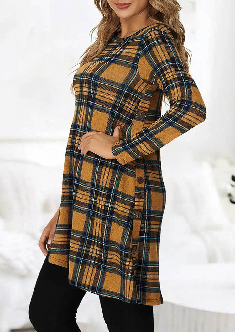 

Mini Dresses Plaid Long Sleeve Irregular Mini Dress in Multicolor. Size: L