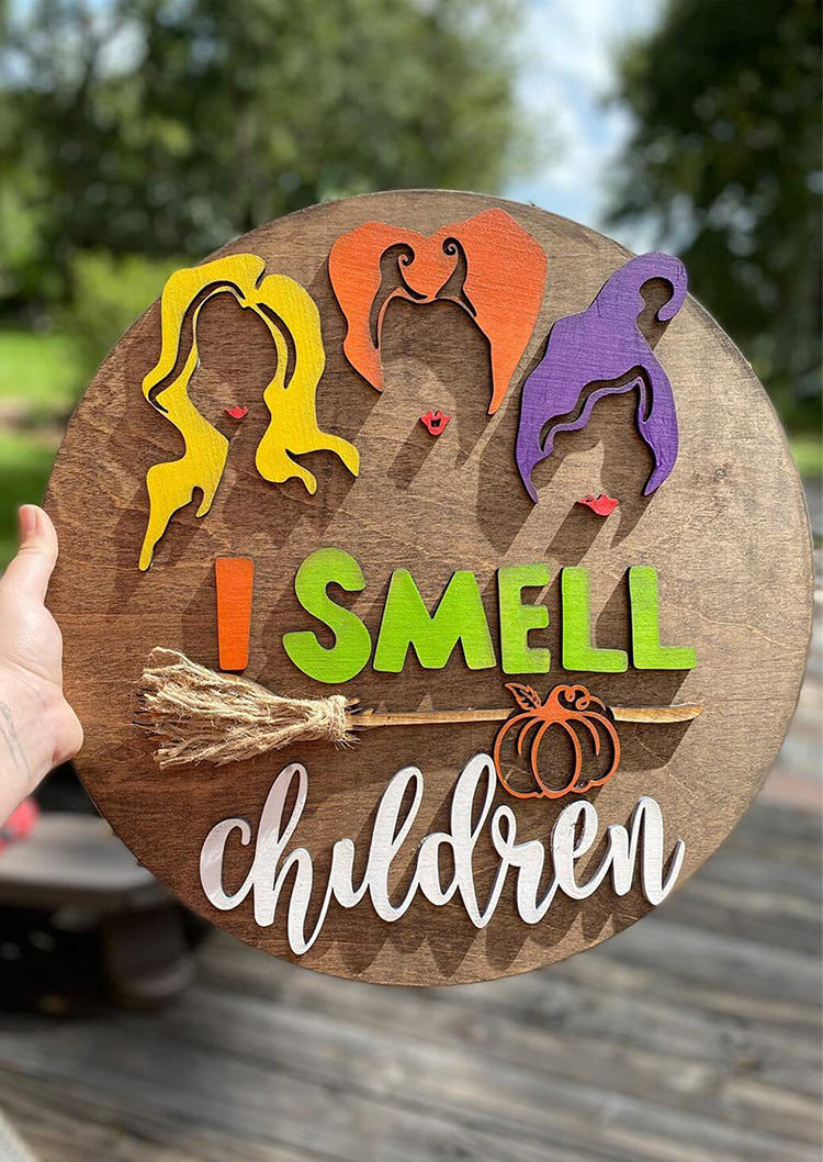 

Halloween I Smell Children Wooden Hanging Sign Ornament in Multicolor,White. Size