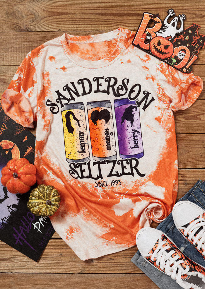 Halloween Seltzer Witch Bleached T-Shirt Tee