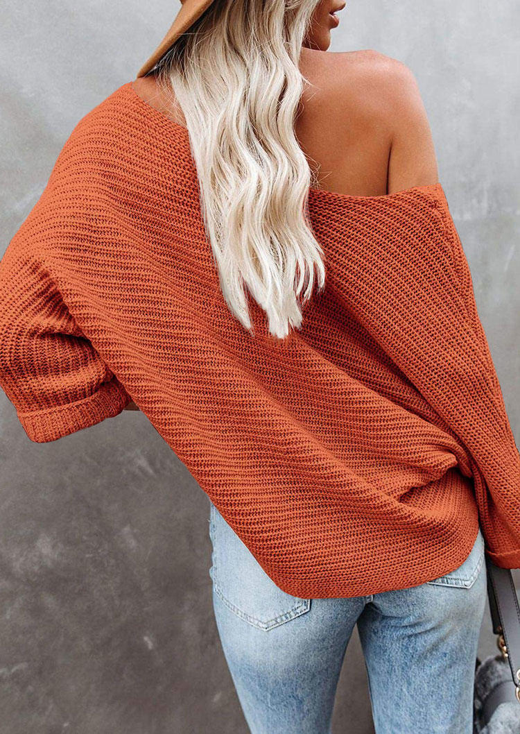 Sweaters Off Shoulder Knitted Sweater in Red. Size: L,M,S,XL