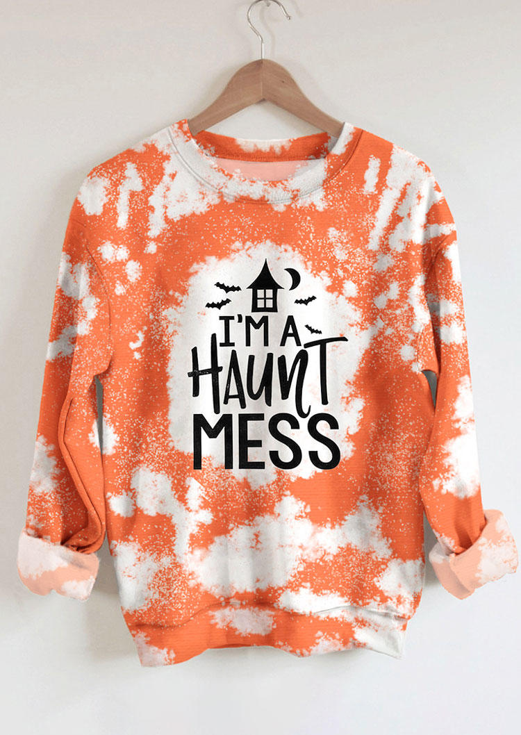 Sweatshirts Halloween I'm A Haunt Mess Tie Dye Pullover Sweatshirt in Multicolor. Size: L,M,S,XL