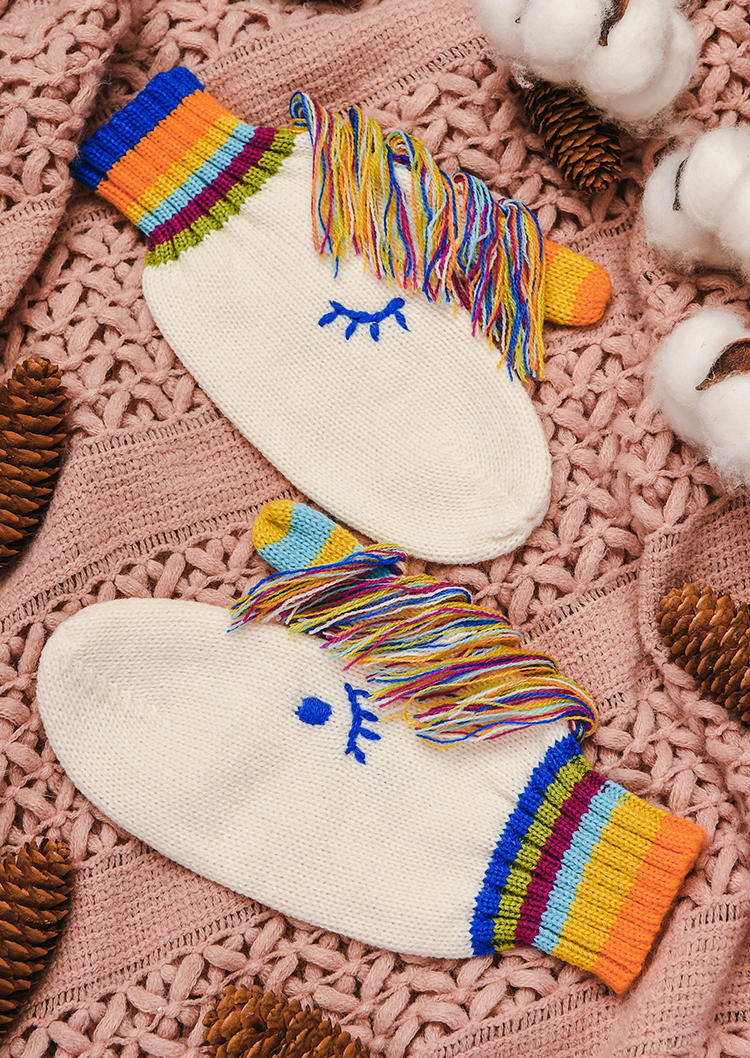 

Gloves Unicorn Knitted Tassel Mittens Gloves in Orange. Size