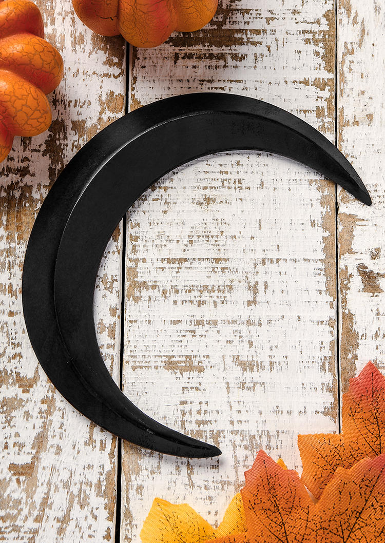 Crescent Moon Carved Wood Hair Clip in Black. Size