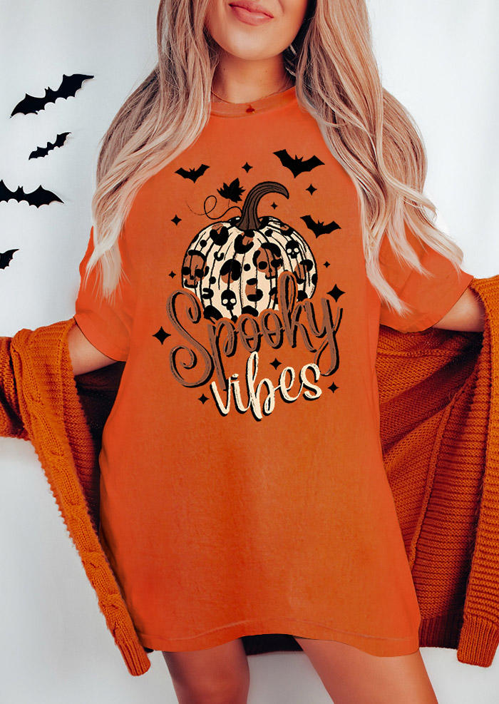 Mini Dresses Halloween Spooky Vibes Pumpkin Bat Mini Dress in Orange. Size: L,M,S,XL