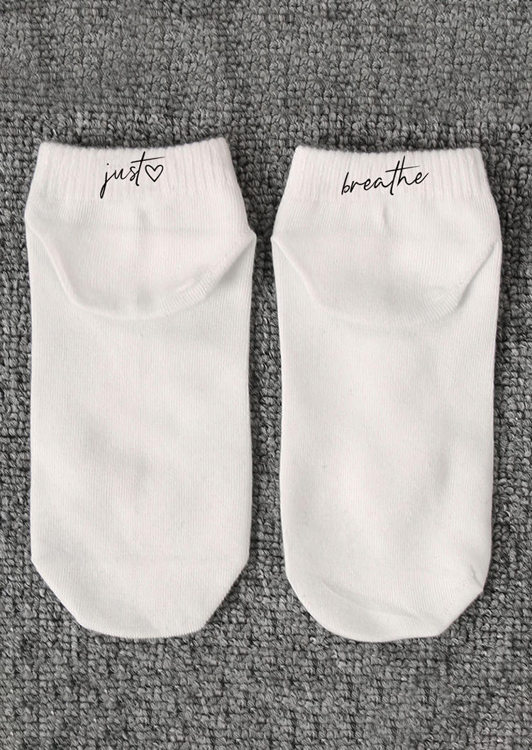 

Crew Socks Just Breathe Heart Casual Crew Socks in White. Size